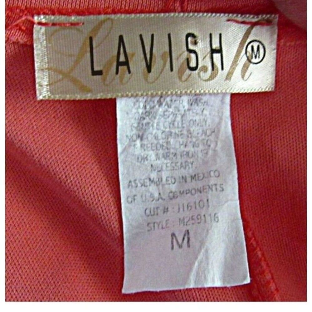 Lavish Top Flutter-Sleeve Sheer Lace Over Coral Matching Camisole Size Medium - Picture 6 of 7